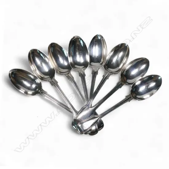 A composite set of eight Victorian silver dessert spoons,