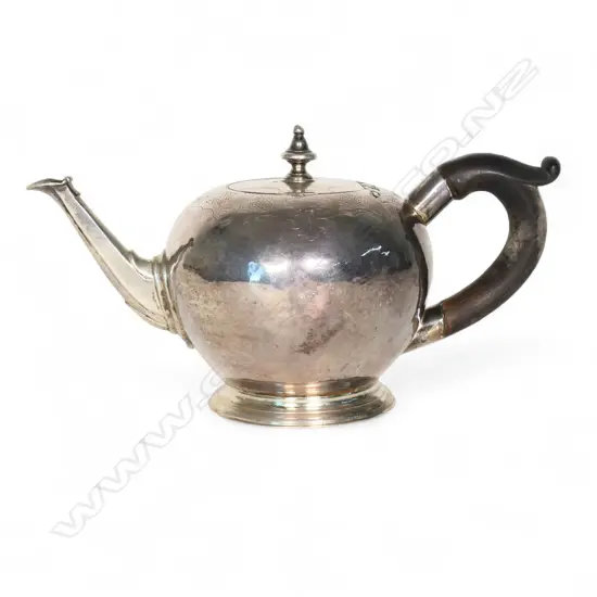 A rare William & Mary silver bullet shaped teapot of small size