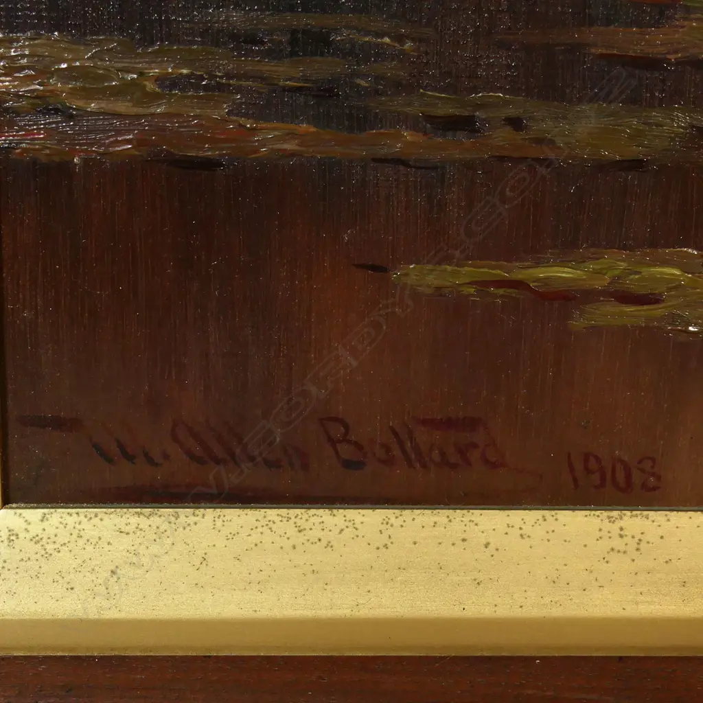 William Allen Bollard (1869-1943) River Scene with Māori settlement, Image 1++