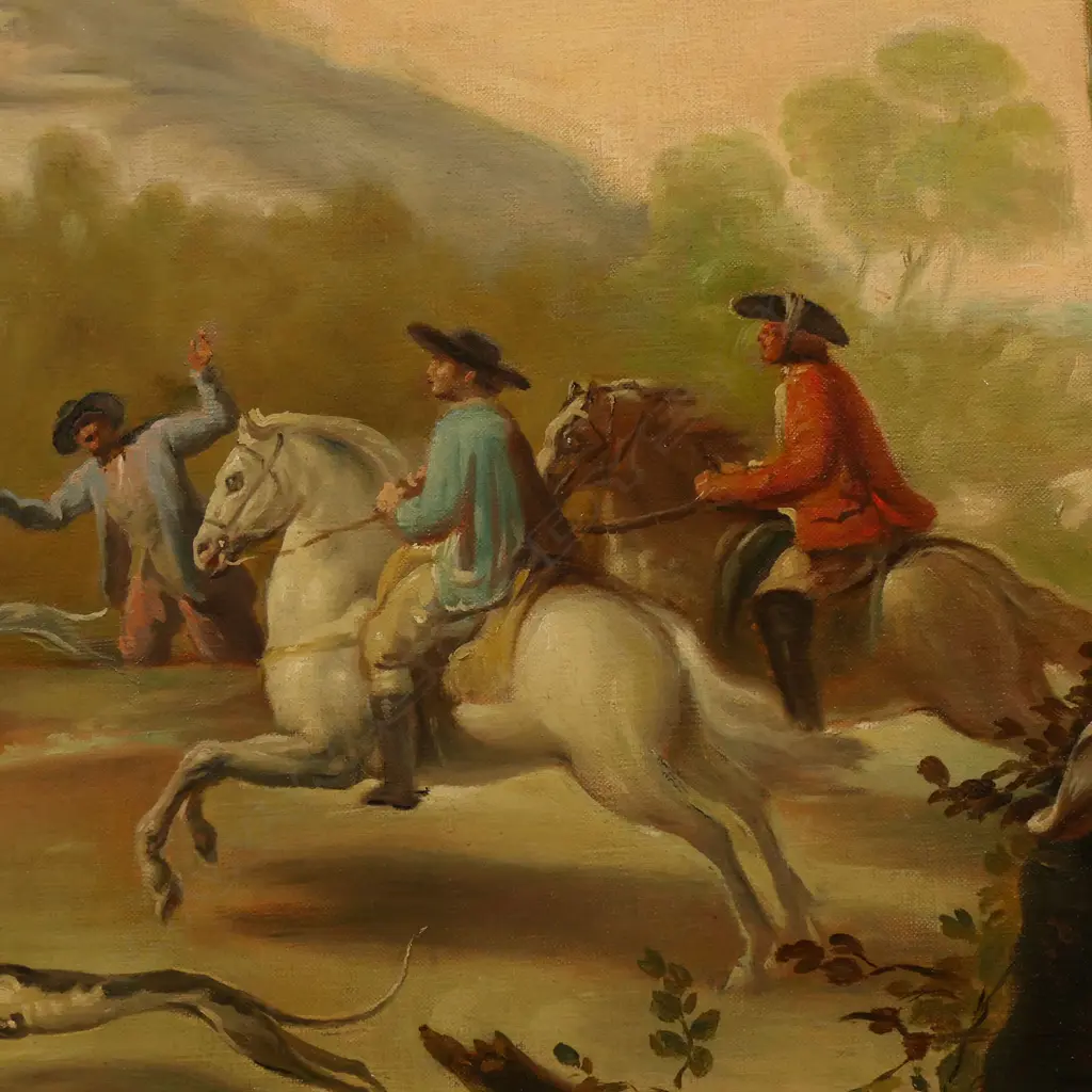 AFTER GOYA 'THE QUAIL SHOOT' OIL ON CANVAS, SIGNED L. CARILLO VERSO 1180x820mm Image 1++