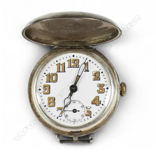 A c.1915 Rolex silver flip-top gent's trench watch,
