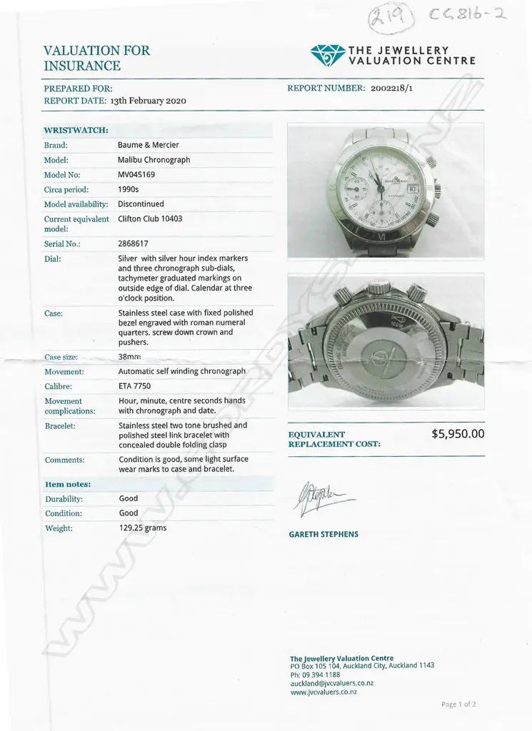 A Baume & Mercier gent's Malibu chronograph wrist watch, Image 1++