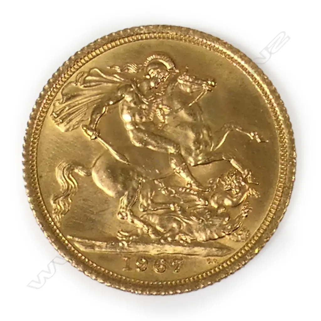 A 1967 gold full sovereign coin, Image 1++