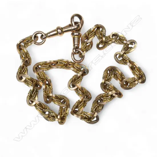 A c.1900 9ct gilded rose gold Prince of Wales Albert neck chain,