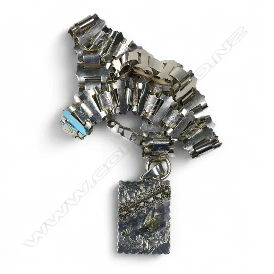 A Victorian silver mayoral chain type necklace and locket,