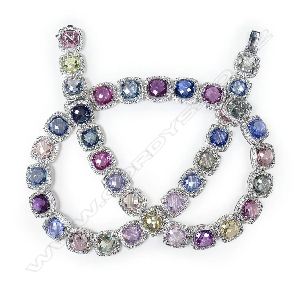 An impressive 18ct white gold diamond and sapphire necklace, Image 1++