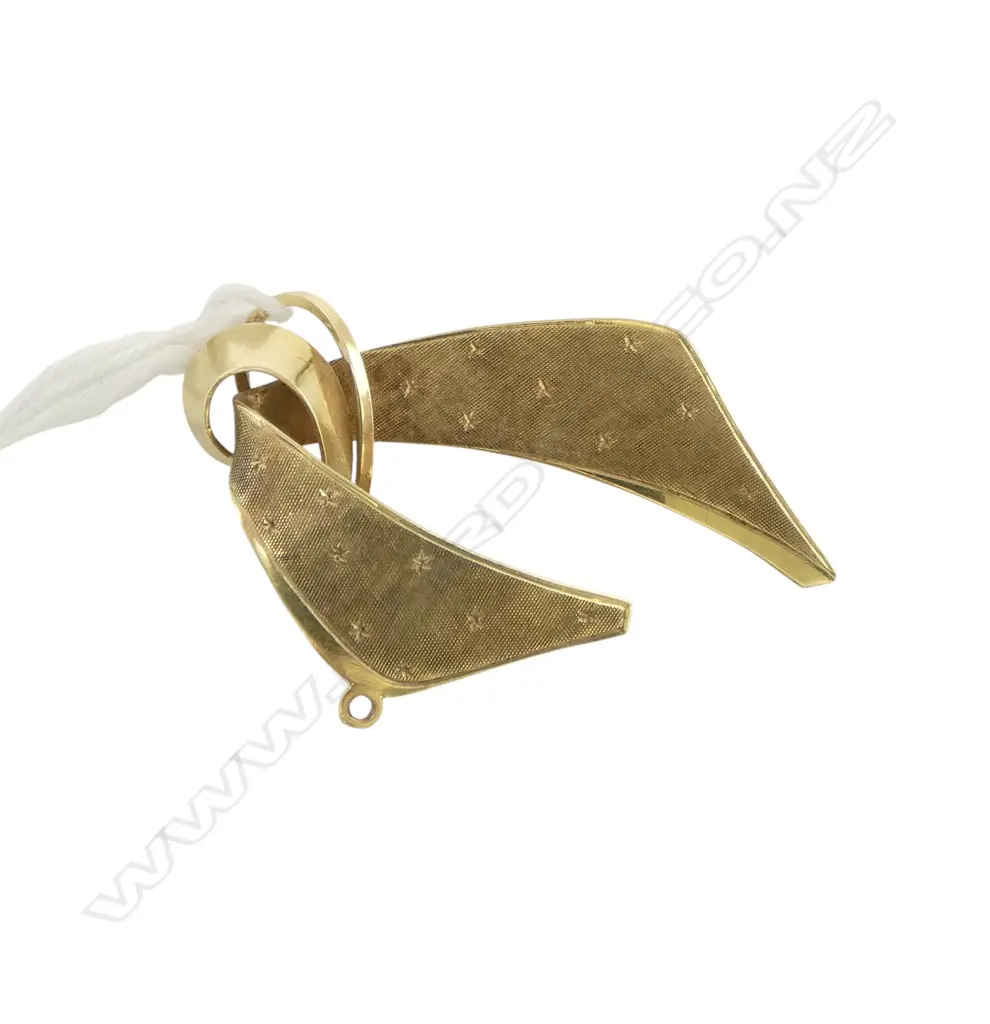 14ct GOLD STYLISH RETRO BROOCH stamped 'Teka' & 14ct. 4.48gms Image 1++