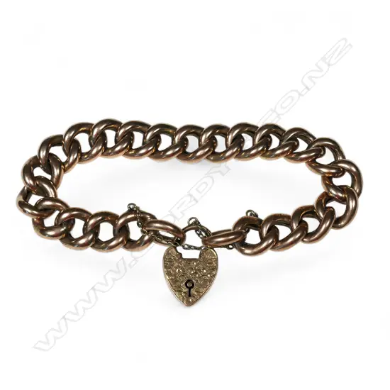A c.1900 9ct rose gold curb link bracelet,