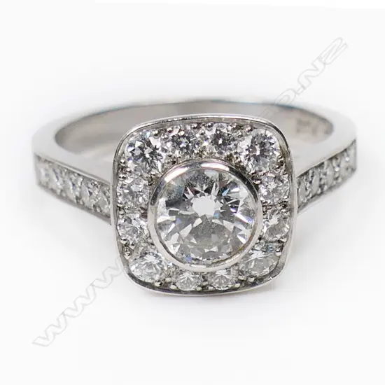 A platinum diamond cluster ring,