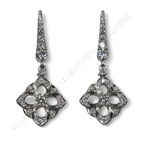 A pair of platinum and multi diamond Belle Epoque style earrings,