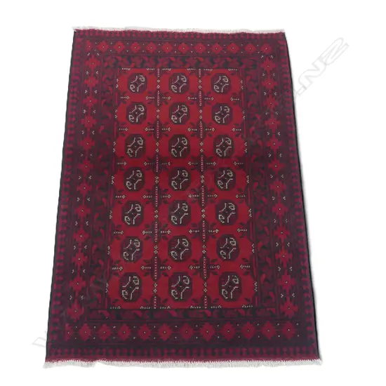 A hand-knotted Turkoman rug,