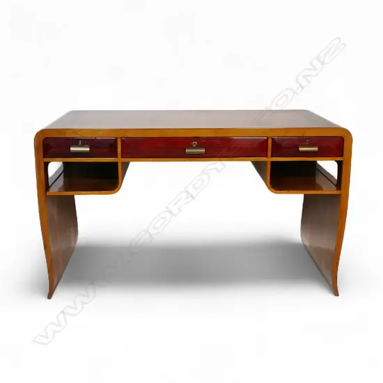 A quality French Art Deco burr walnut desk,