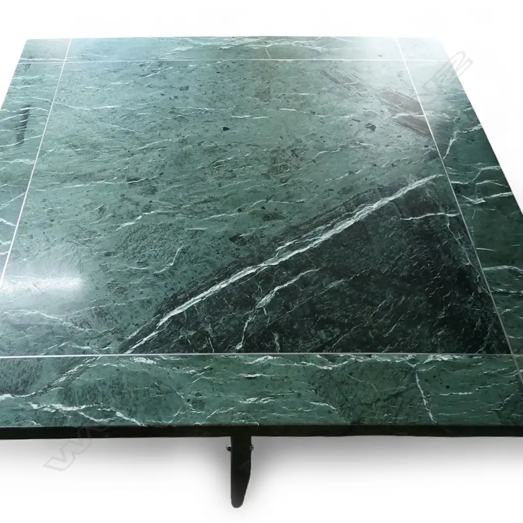 A stylish 1980/1990's Guatemalan green Alpe Verde and stainless steel dining table, Image 1++