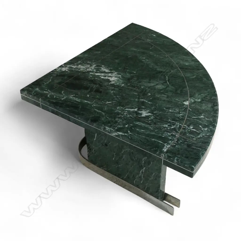 A stylish 1990's Guatemalan green Alpe Verde and stainless steel side table, Image 1++