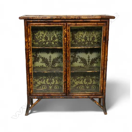 An Edwardian Anglo-oriental bamboo framed display cabinet,