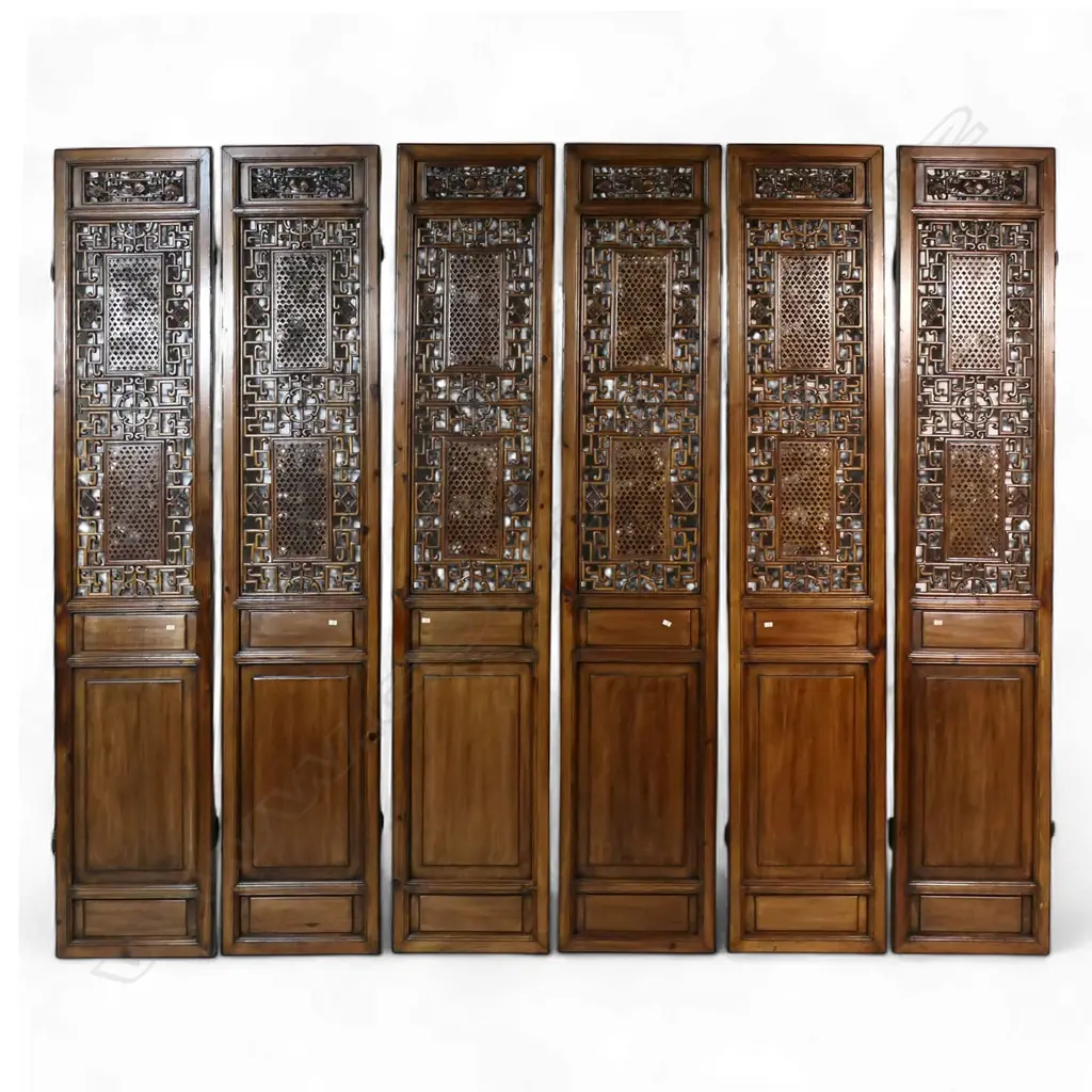 An late 20thC Chinese sixfold screen, Image 1++