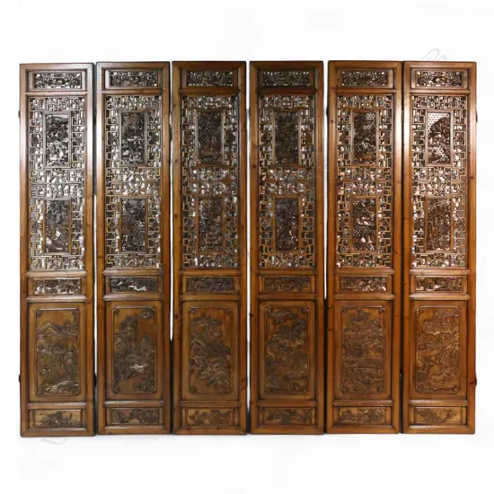 An late 20thC Chinese sixfold screen,