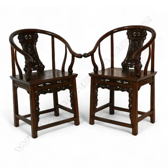 A pair Chinese horseshoe chairs,