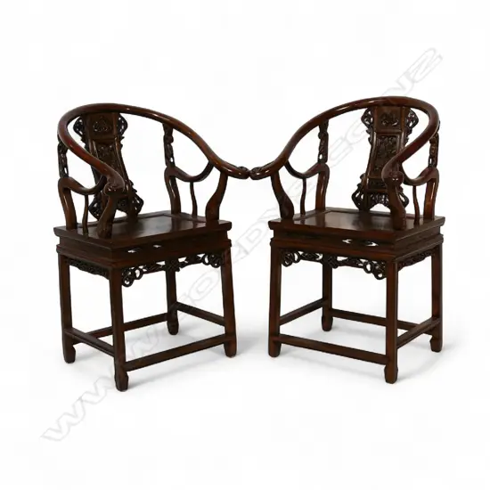 A pair Chinese horseshoe chairs,