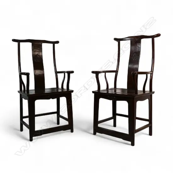 A pair of Chinese officials' high back chairs,