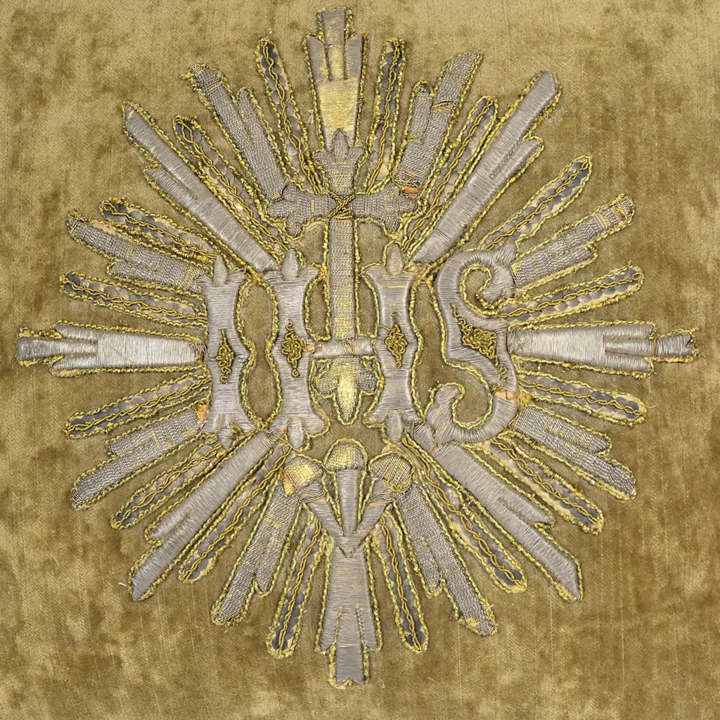 Two old ecclesiastical embroidered cushions, Image 1++