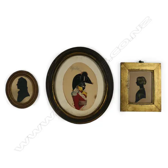 Three 19thC portrait miniatures/silhouettes,