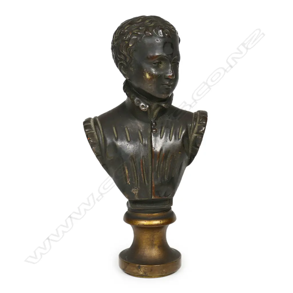 A 19thC bronze seal as a bust of the young King Henry IV, Image 1++