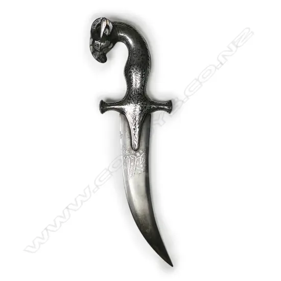 A niello silver worked jambiya dagger,