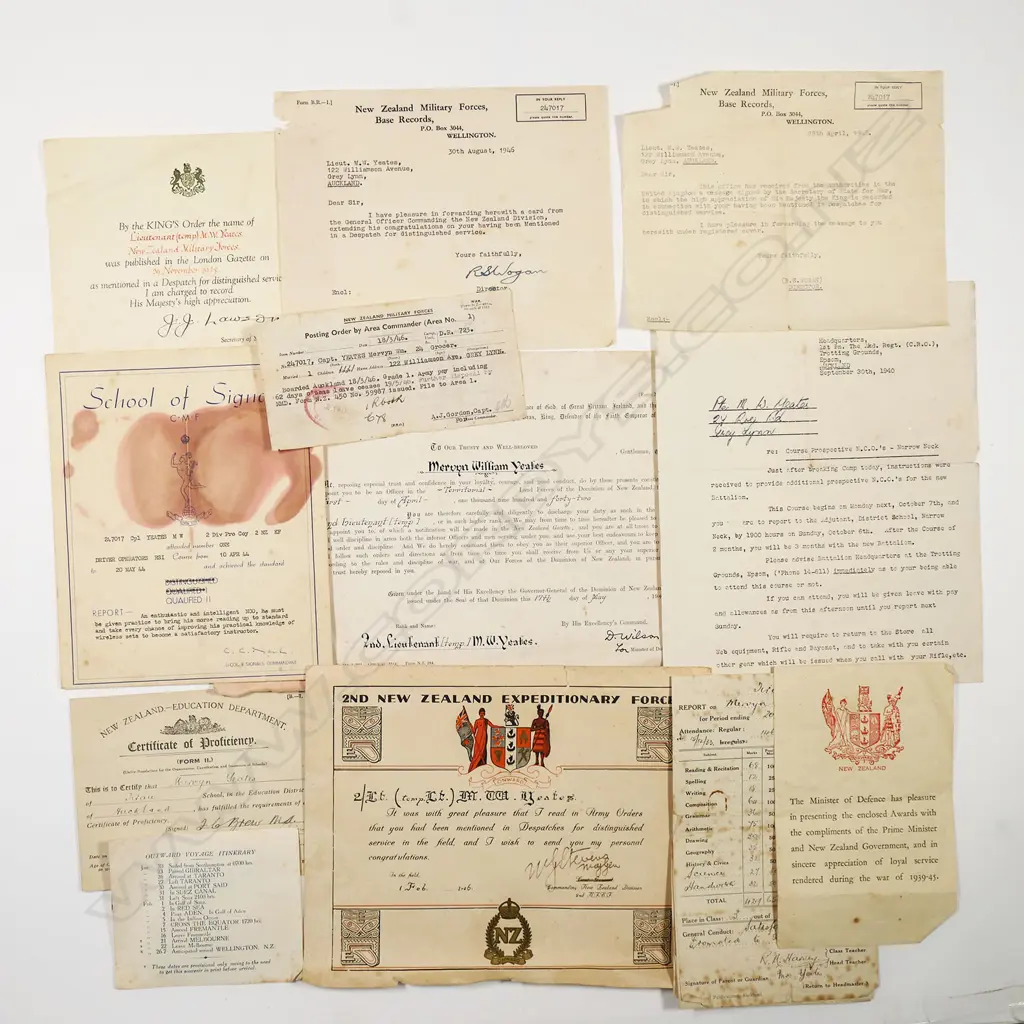 A collection of WWI and WWII New Zealand father and son military ephemera, Image 1++