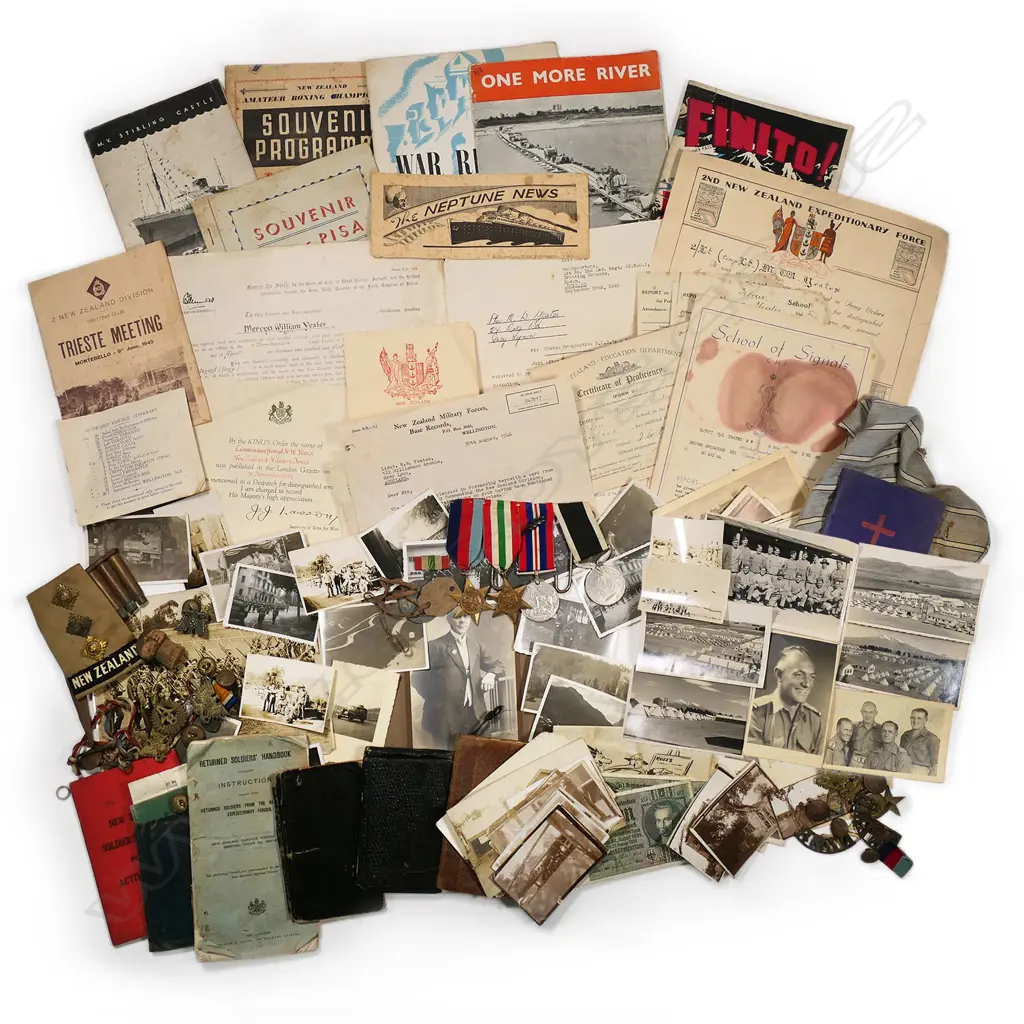 A collection of WWI and WWII New Zealand father and son military ephemera, Image 1++