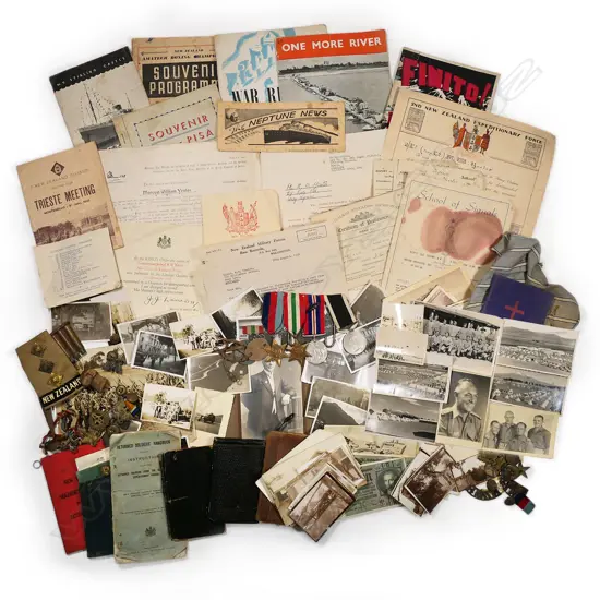 A collection of WWI and WWII New Zealand father and son military ephemera,