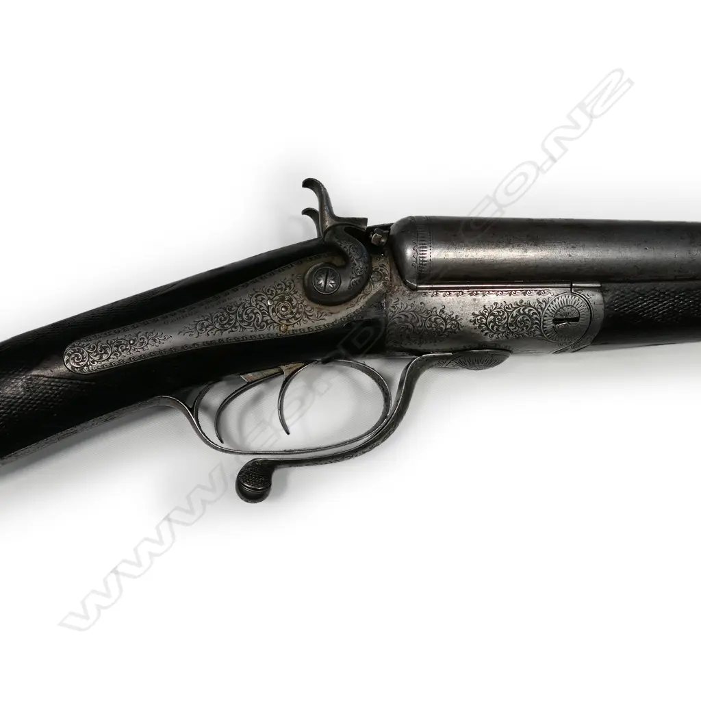 A Victorian (1861) George Gibbs 12-bore under-lever hammer gun, Image 1++