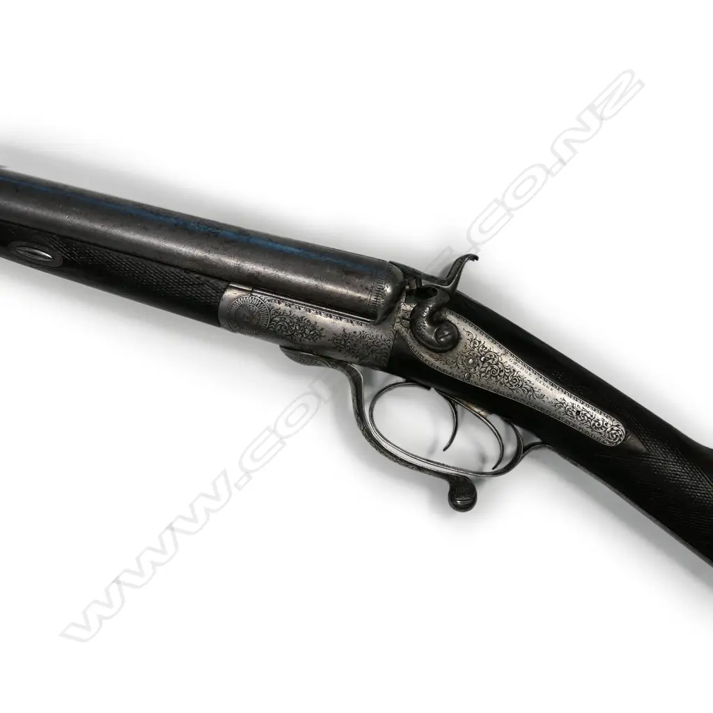 A Victorian (1861) George Gibbs 12-bore under-lever hammer gun, Image 1++