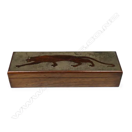 A French 1920s Art Deco rosewood and silver lacquered box,