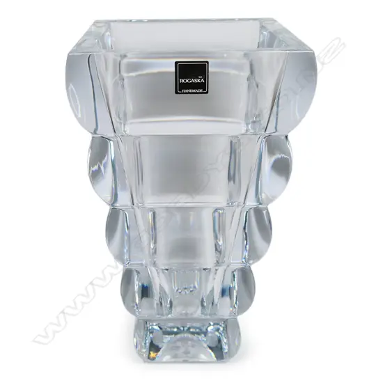 A Rogaska handmade crystal tapered modernist vase,