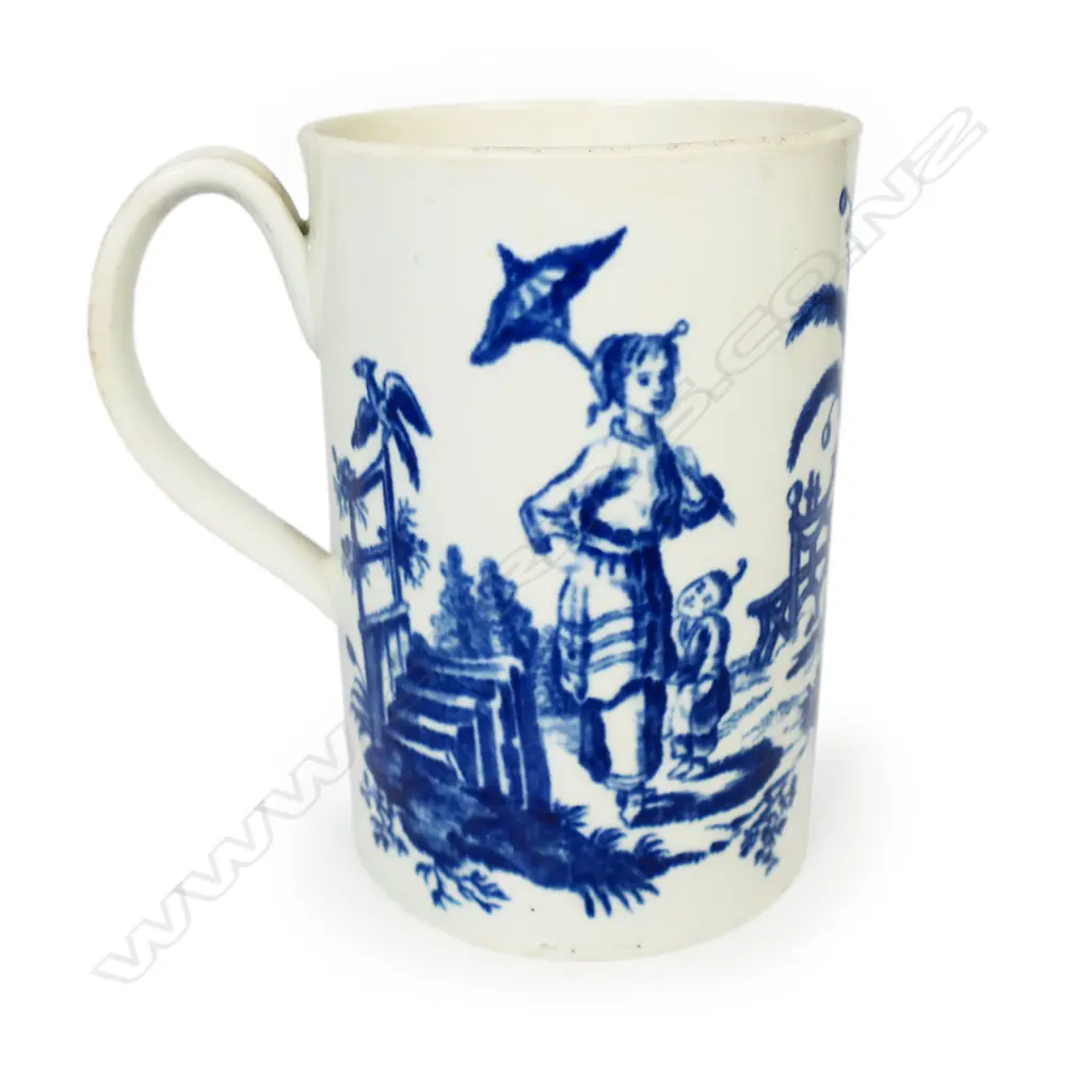 A Worcester Dr. Wall first period blue and white mug, Image 1++