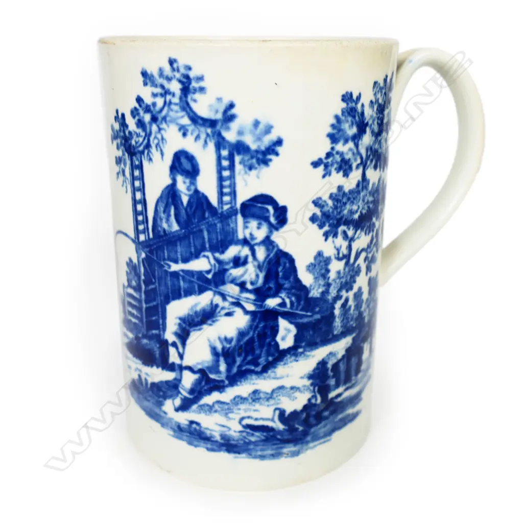 A Worcester Dr. Wall first period blue and white mug, Image 1++
