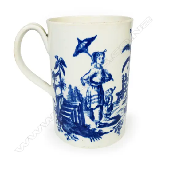 A Worcester Dr. Wall first period blue and white mug,