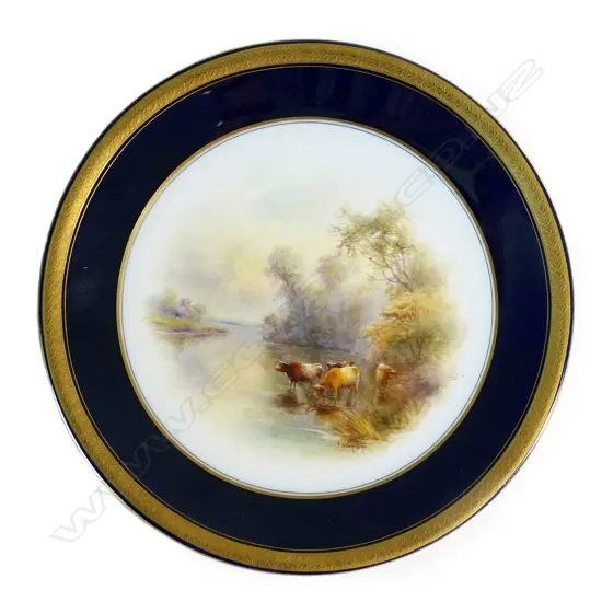 A Royal Worcester J. Stinton highland cattle plate,