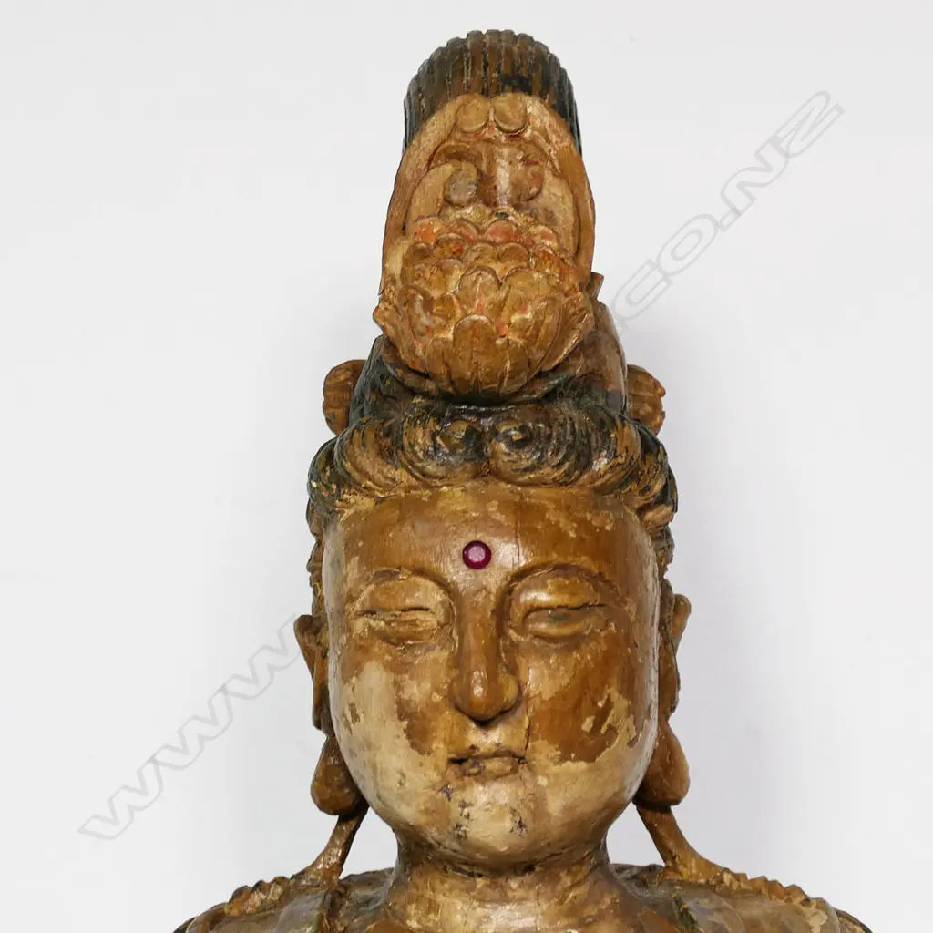 A 19thC wooden statue of Guan Yin, Image 1++