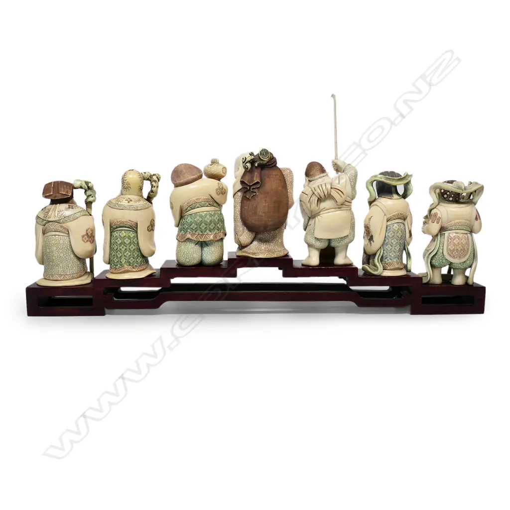 Japanese late Meiji seven carved ivory ‘Shichifukujin’ Gods, Image 1++