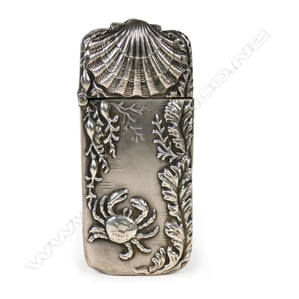 A c.1900 silver sea themed vesta, Image 1++