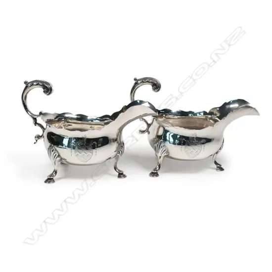 A pair of early George III silver sauce boats,