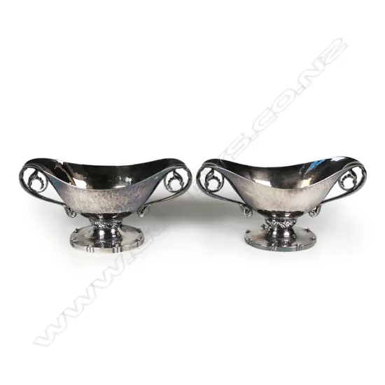 A pair of vintage Georg Jensen pattern 71A silver sauce boats,