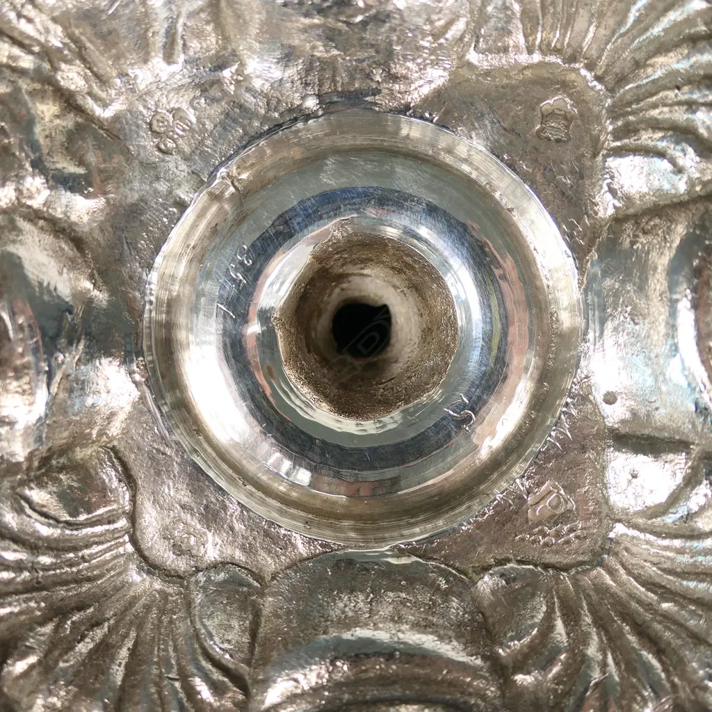 A pair of rare George II heavy cast silver candlesticks, Image 1++