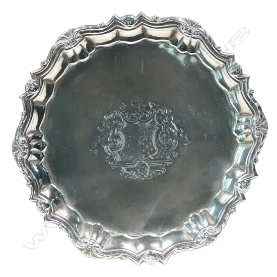 A George II silver waiter,