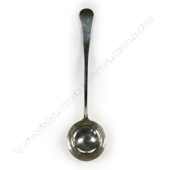 An early 20thC silver soup ladle,