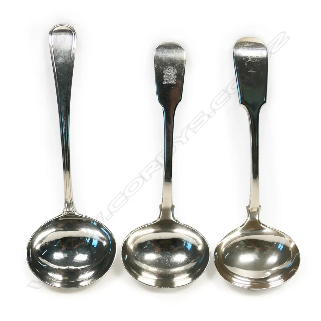 Three silver sauce ladles, Image 1++