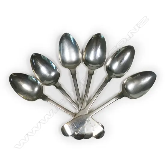 A set of six George IV Irish silver dessert spoons,