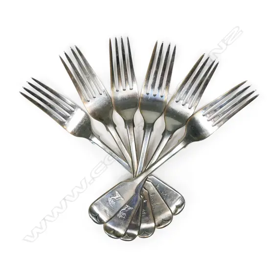 A set of six early Victorian silver forks,